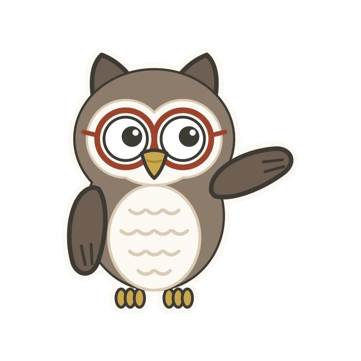 Professor Cryptic, the owl who teaches in the app