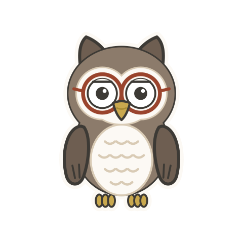 Browny, a brown owl with round glasses.