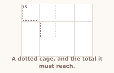Killer Sudoku rule illustration, step 1 of 3