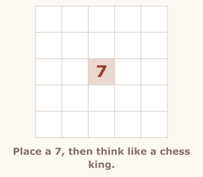 King's Move Sudoku rule illustration, step 1 of 2