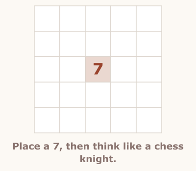 Knight's Move Sudoku rule illustration, step 1 of 2